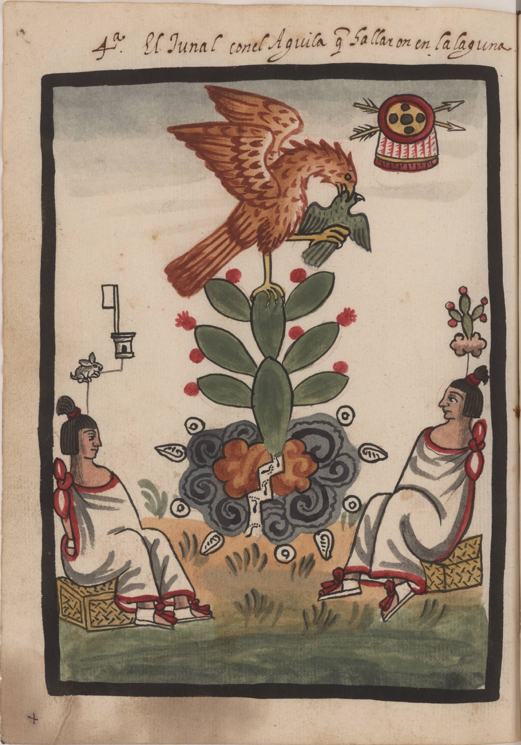 El Tunal con el Aguila que hallaron en la laguna.jpg