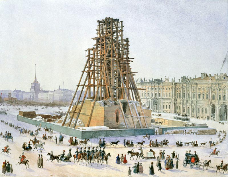 Григорий Гагарин. Александрийская колонна в лесах. 1832 г..jpg